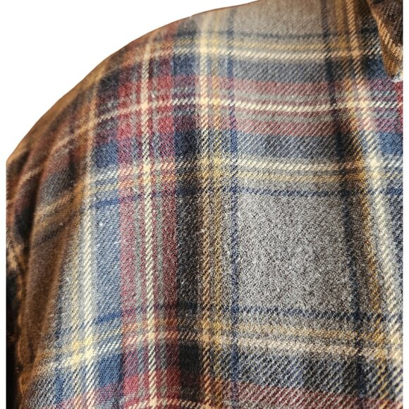 Vintage Gap Button Down Collar Green/Grey Plaid Flannel Shirt Men's Size Large - Picture 5 of 9